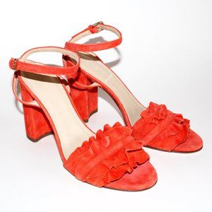 J. Crew Made in Italy Suede Ruffle High-Heel Sandals